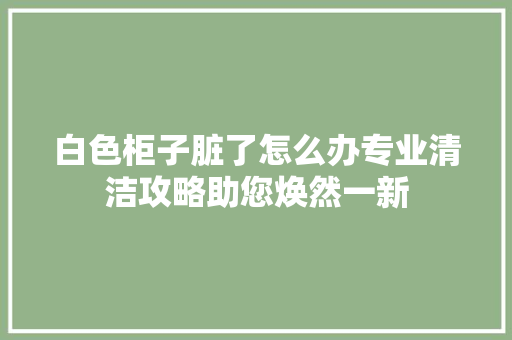 白色柜子脏了怎么办专业清洁攻略助您焕然一新 室内设计