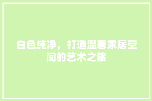 白色纯净，打造温馨家居空间的艺术之旅 室内设计