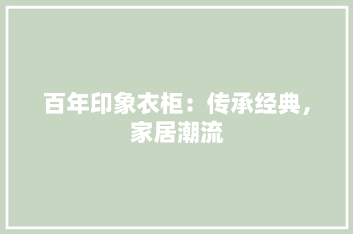 百年印象衣柜：传承经典，家居潮流 室内设计
