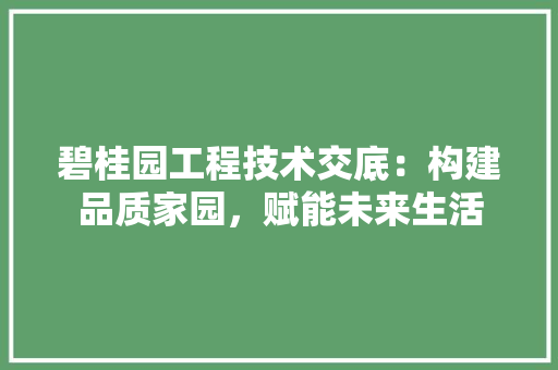 碧桂园工程技术交底：构建品质家园，赋能未来生活 室内设计