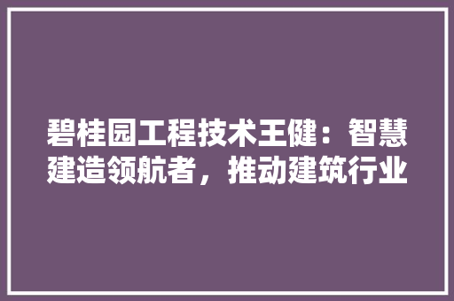 碧桂园工程技术王健：智慧建造领航者，推动建筑行业转型升级 室内设计