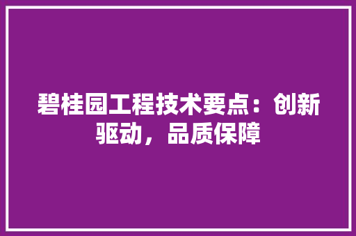 碧桂园工程技术要点：创新驱动，品质保障