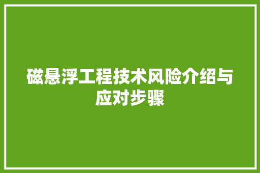 磁悬浮工程技术风险介绍与应对步骤 室内设计