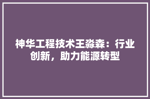 神华工程技术王淼森：行业创新，助力能源转型