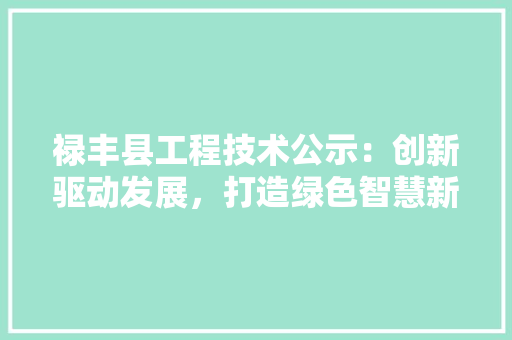禄丰县工程技术公示：创新驱动发展，打造绿色智慧新城区 室内设计