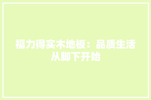 福力得实木地板：品质生活从脚下开始 室内设计