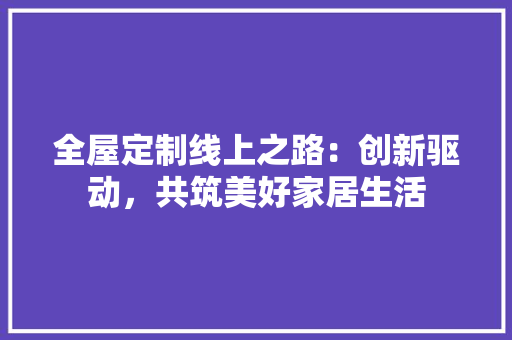 全屋定制线上之路：创新驱动，共筑美好家居生活 家居装修