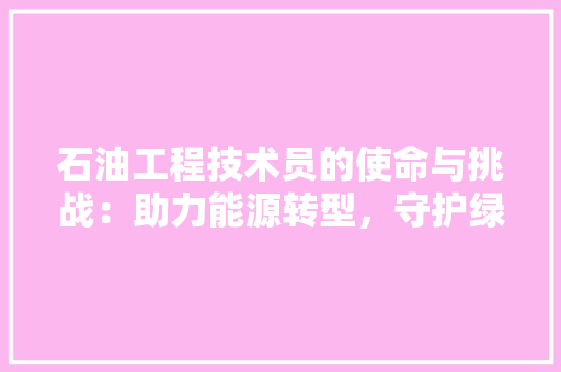 石油工程技术员的使命与挑战：助力能源转型，守护绿色未来 室内设计