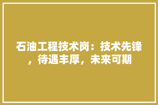 石油工程技术岗：技术先锋，待遇丰厚，未来可期 室内设计