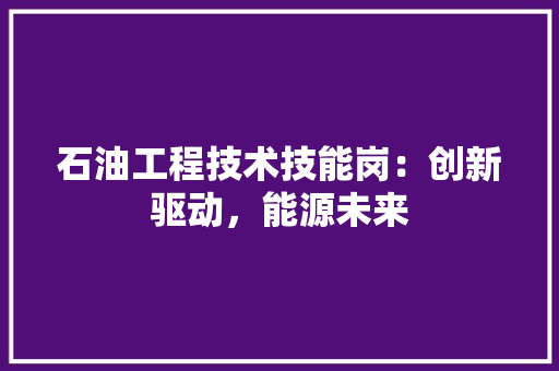 石油工程技术技能岗：创新驱动，能源未来 室内设计