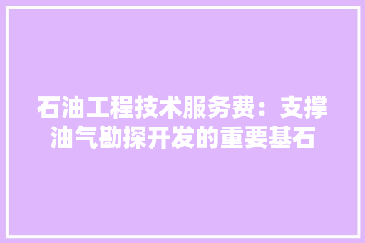 石油工程技术服务费：支撑油气勘探开发的重要基石 室内设计
