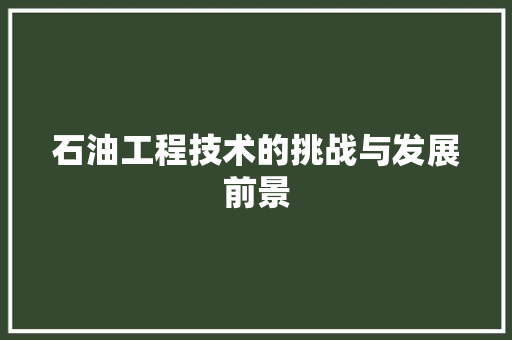 石油工程技术的挑战与发展前景 室内设计