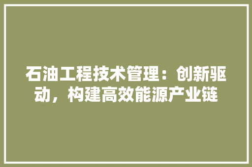 石油工程技术管理：创新驱动，构建高效能源产业链 室内设计