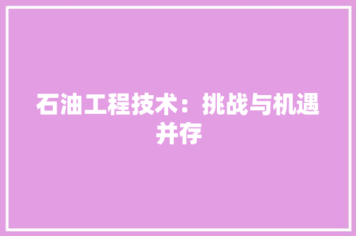 石油工程技术：挑战与机遇并存 室内设计
