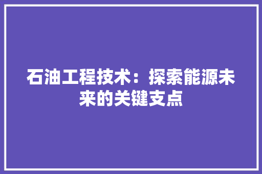石油工程技术：探索能源未来的关键支点 室内设计
