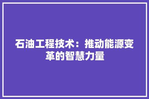 石油工程技术：推动能源变革的智慧力量 室内设计