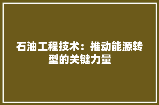 石油工程技术：推动能源转型的关键力量 室内设计