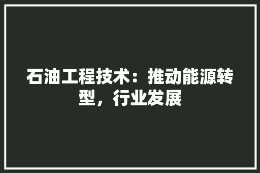 石油工程技术：推动能源转型，行业发展 室内设计