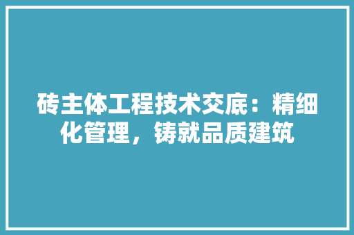 砖主体工程技术交底：精细化管理，铸就品质建筑 室内设计