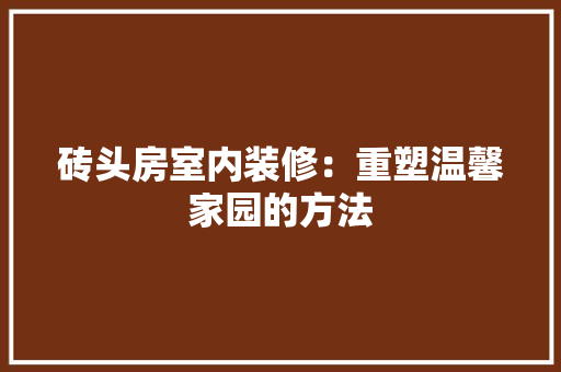 砖头房室内装修：重塑温馨家园的方法 室内设计