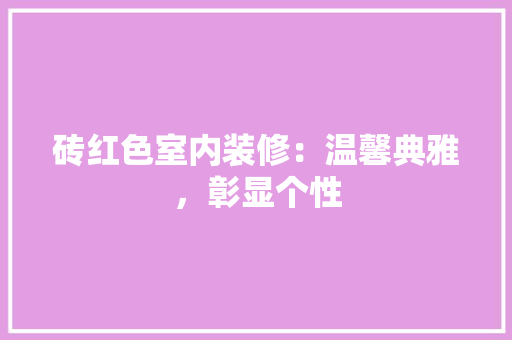 砖红色室内装修：温馨典雅，彰显个性 室内设计