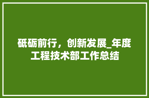 砥砺前行，创新发展_年度工程技术部工作总结 室内设计