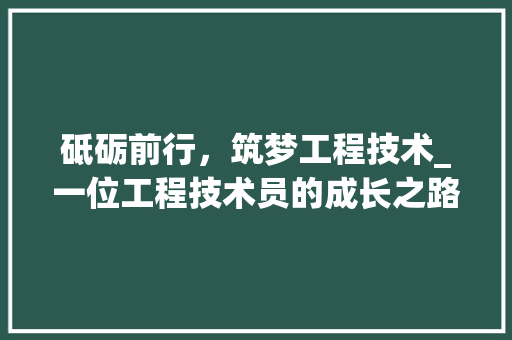 砥砺前行，筑梦工程技术_一位工程技术员的成长之路 室内设计