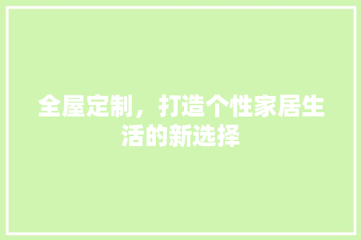 全屋定制，打造个性家居生活的新选择 家居装修