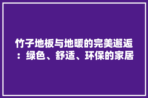 竹子地板与地暖的完美邂逅：绿色、舒适、环保的家居选择 室内设计