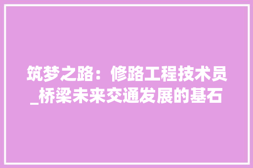 筑梦之路：修路工程技术员_桥梁未来交通发展的基石 室内设计