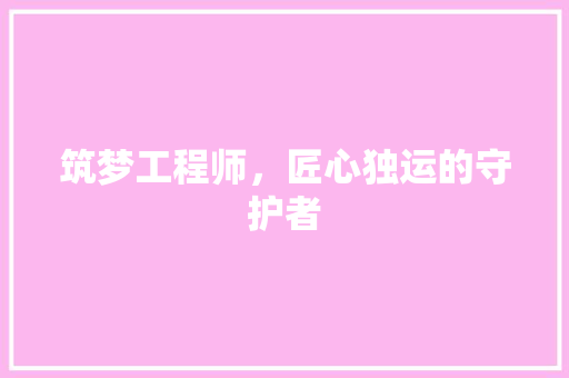 筑梦工程师，匠心独运的守护者 室内设计