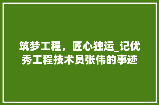筑梦工程，匠心独运_记优秀工程技术员张伟的事迹 室内设计