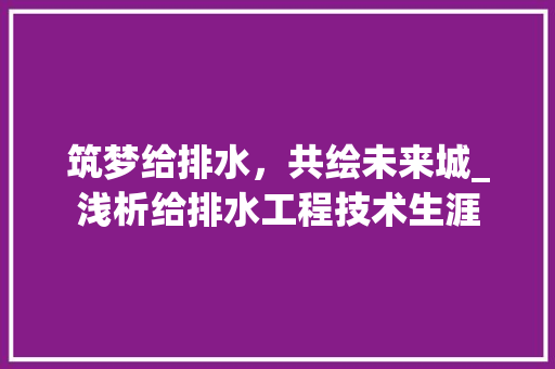 筑梦给排水，共绘未来城_浅析给排水工程技术生涯 室内设计