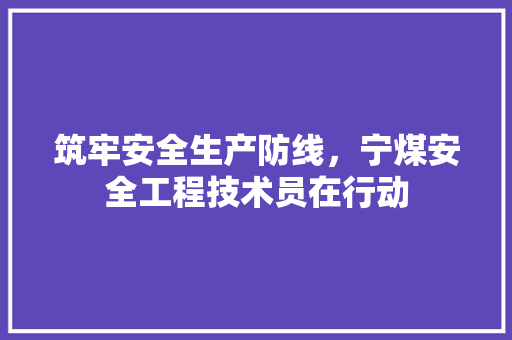筑牢安全生产防线，宁煤安全工程技术员在行动