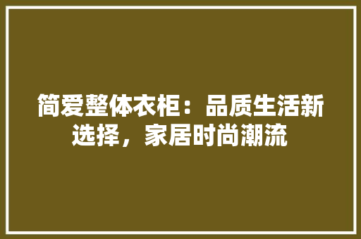 简爱整体衣柜：品质生活新选择，家居时尚潮流 室内设计