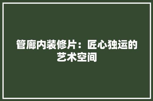 管廊内装修片：匠心独运的艺术空间 室内设计
