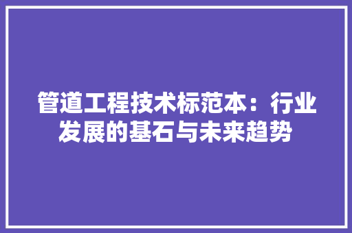 管道工程技术标范本：行业发展的基石与未来趋势 室内设计