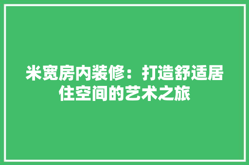 米宽房内装修：打造舒适居住空间的艺术之旅