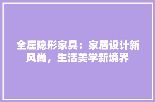 全屋隐形家具：家居设计新风尚，生活美学新境界 家居装修