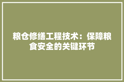 粮仓修缮工程技术：保障粮食安全的关键环节 室内设计