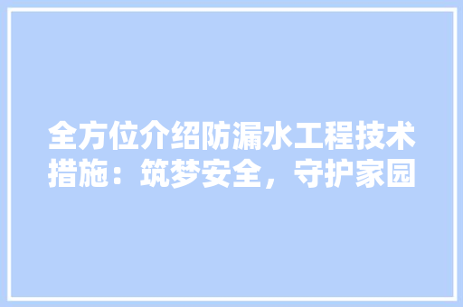 全方位介绍防漏水工程技术措施：筑梦安全，守护家园