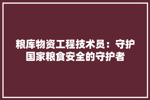 粮库物资工程技术员：守护国家粮食安全的守护者 室内设计