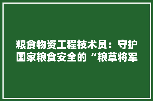 粮食物资工程技术员：守护国家粮食安全的“粮草将军” 室内设计
