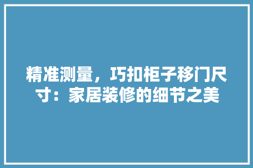 精准测量，巧扣柜子移门尺寸：家居装修的细节之美 室内设计