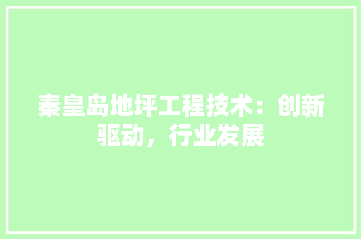 秦皇岛地坪工程技术：创新驱动，行业发展