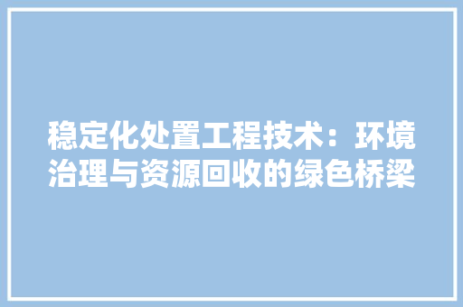 稳定化处置工程技术：环境治理与资源回收的绿色桥梁 室内设计