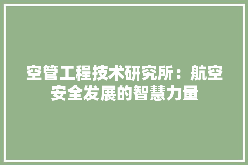 空管工程技术研究所：航空安全发展的智慧力量