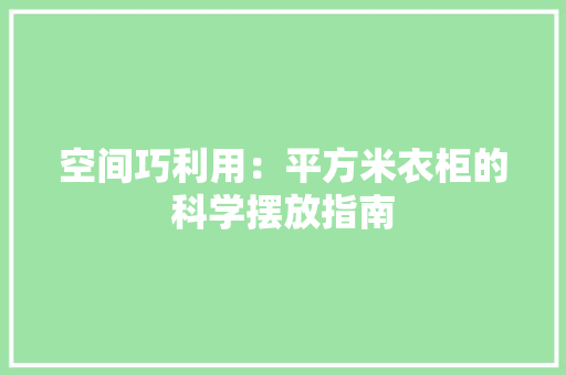 空间巧利用：平方米衣柜的科学摆放指南 室内设计
