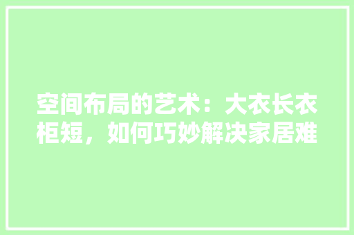 空间布局的艺术：大衣长衣柜短，如何巧妙解决家居难题 室内设计