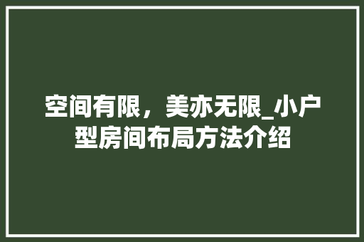空间有限，美亦无限_小户型房间布局方法介绍 室内设计